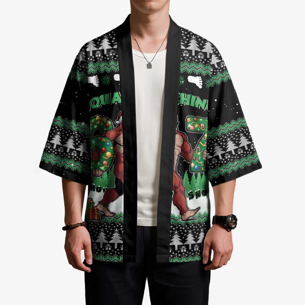 Funny Bigfoot 67 Six Seven Christmas Kimono Squatching Through The Snow - Wonder Print Shop
