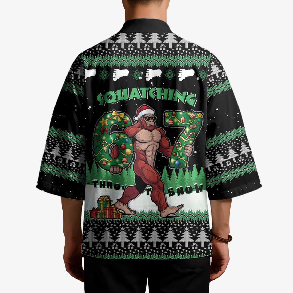 Funny Bigfoot 67 Six Seven Christmas Kimono Squatching Through The Snow - Wonder Print Shop