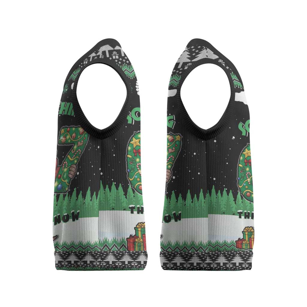 Funny Bigfoot 67 Six Seven Christmas Knitted V-Neck Vest Squatching Through The Snow - Wonder Print Shop