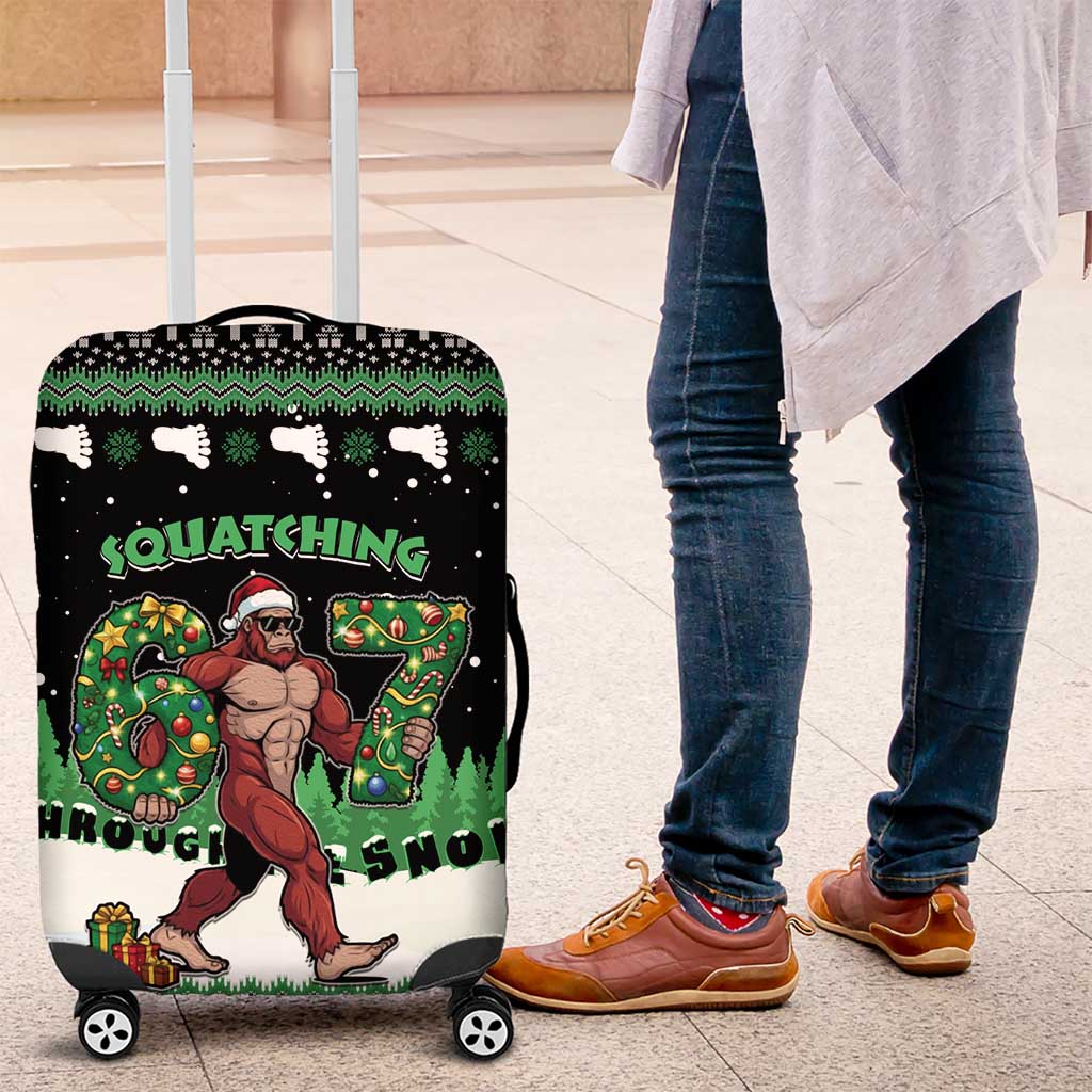 Funny Bigfoot 67 Six Seven Christmas Luggage Cover Squatching Through The Snow - Wonder Print Shop