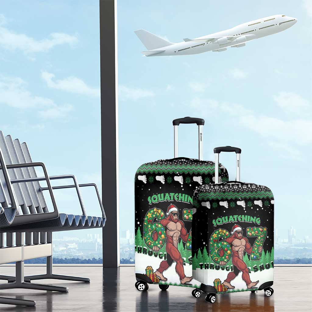 Funny Bigfoot 67 Six Seven Christmas Luggage Cover Squatching Through The Snow - Wonder Print Shop