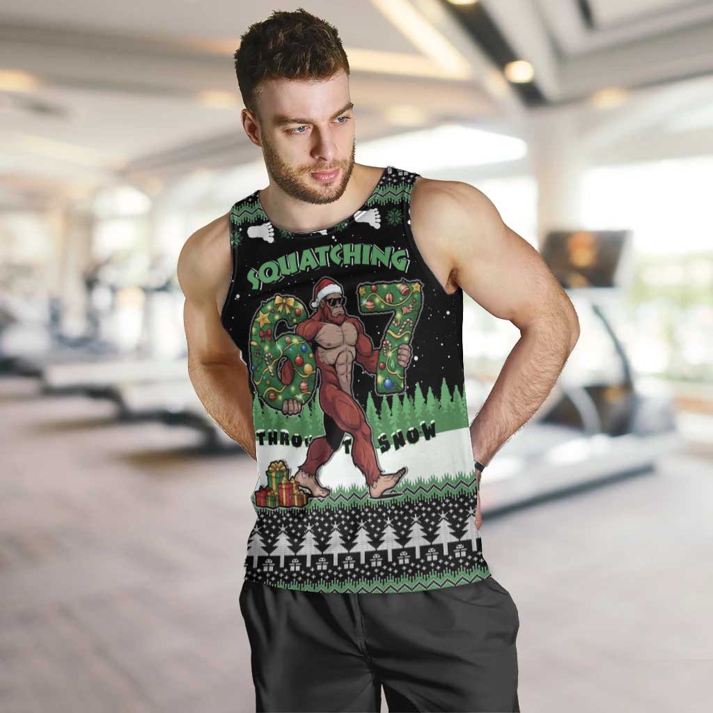 Funny Bigfoot 67 Six Seven Christmas Men Tank Top Squatching Through The Snow - Wonder Print Shop