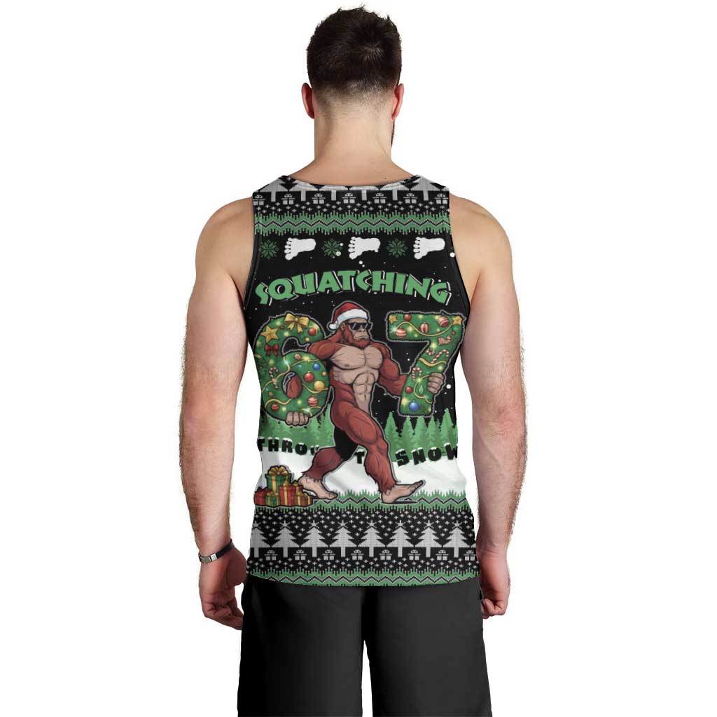 Funny Bigfoot 67 Six Seven Christmas Men Tank Top Squatching Through The Snow - Wonder Print Shop