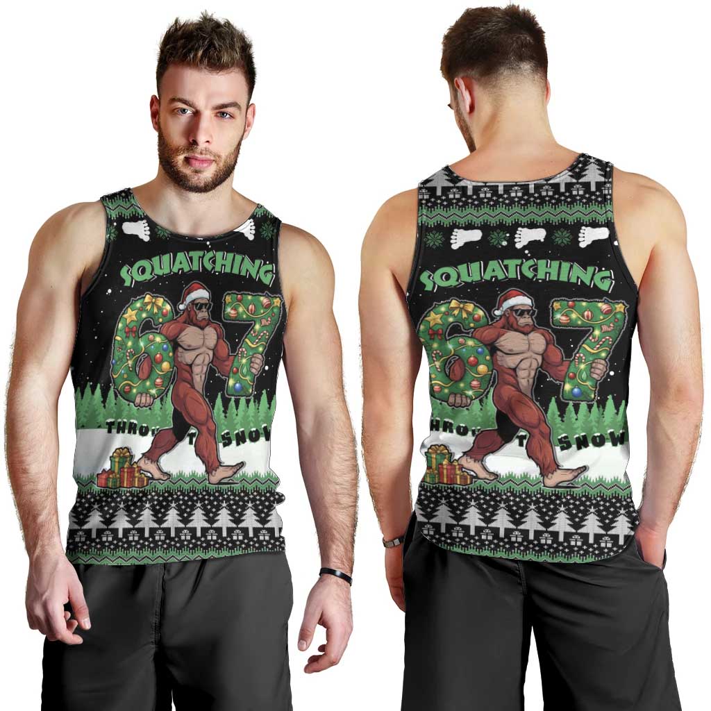 Funny Bigfoot 67 Six Seven Christmas Men Tank Top Squatching Through The Snow - Wonder Print Shop