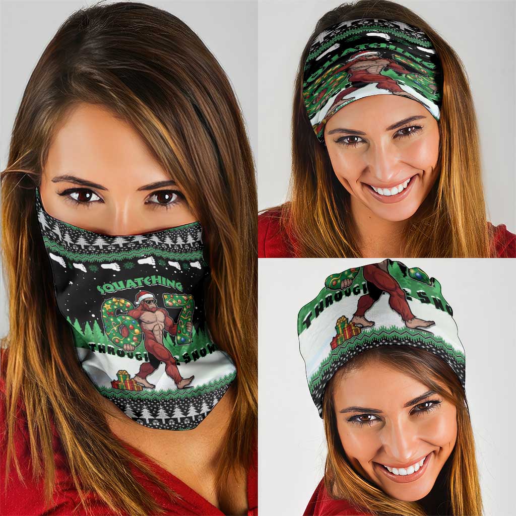 Funny Bigfoot 67 Six Seven Christmas Neck Gaiter Squatching Through The Snow - Wonder Print Shop