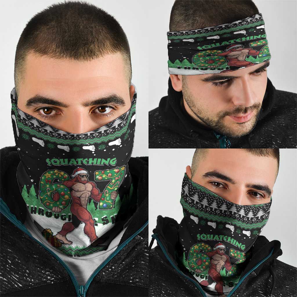Funny Bigfoot 67 Six Seven Christmas Neck Gaiter Squatching Through The Snow - Wonder Print Shop