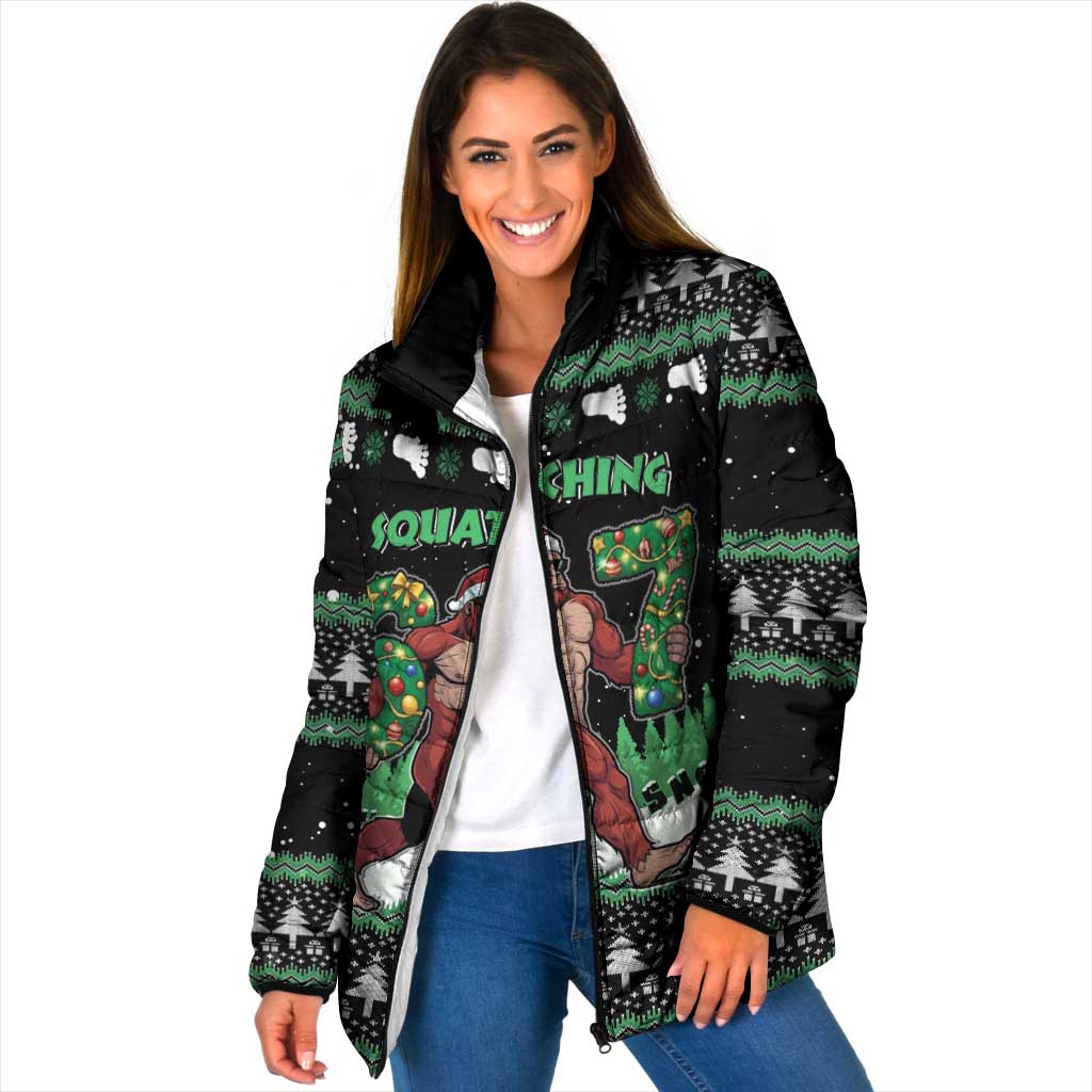 Funny Bigfoot 67 Six Seven Christmas Padded Jacket Squatching Through The Snow - Wonder Print Shop