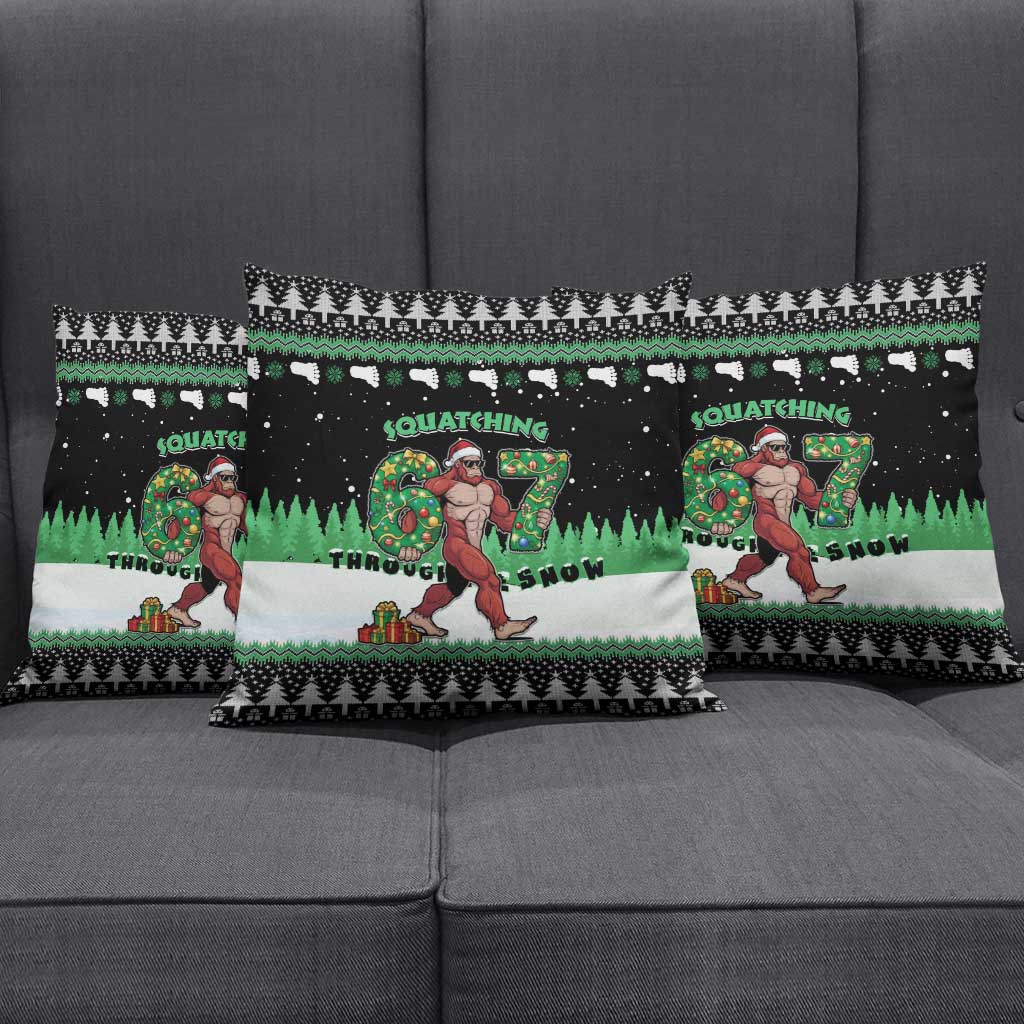 Funny Bigfoot 67 Six Seven Christmas Pillow Cover Squatching Through The Snow - Wonder Print Shop