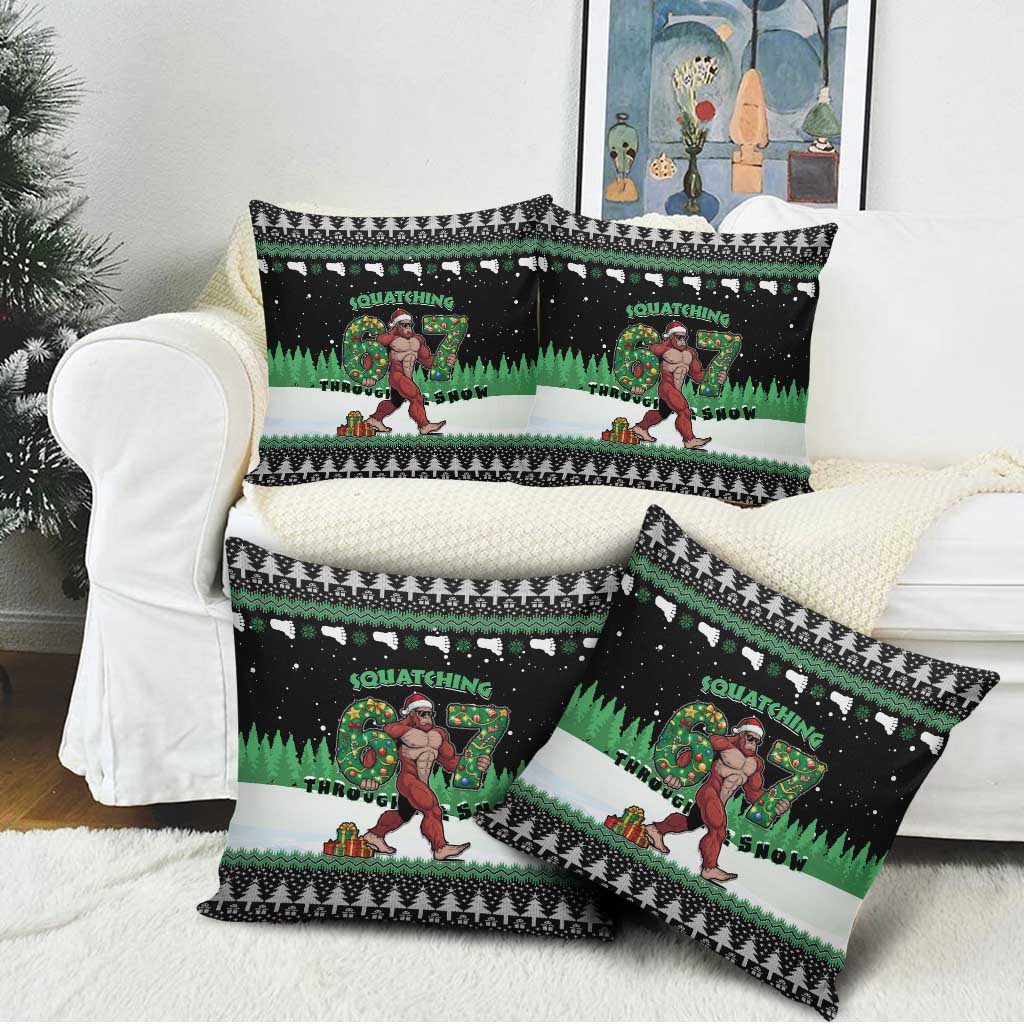 Funny Bigfoot 67 Six Seven Christmas Pillow Cover Squatching Through The Snow - Wonder Print Shop