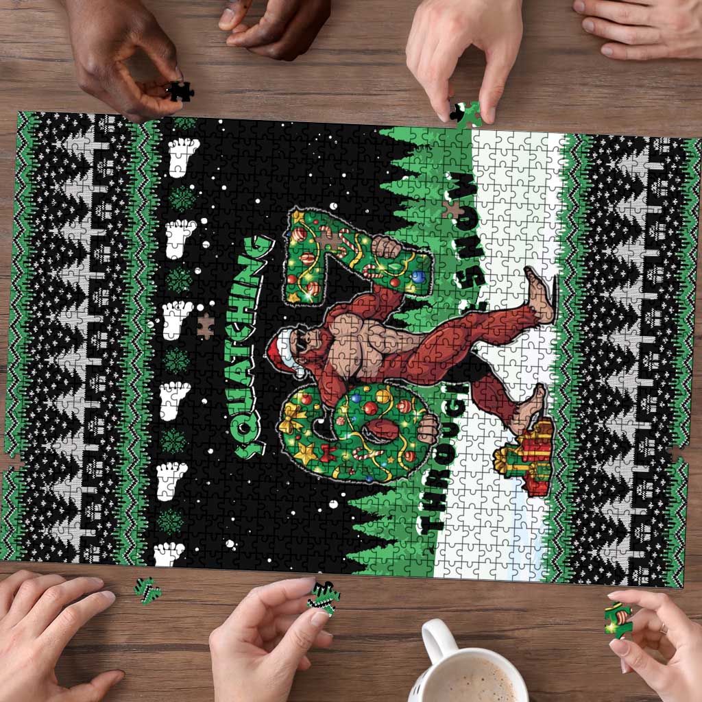 Funny Bigfoot 67 Six Seven Christmas Puzzle Squatching Through The Snow - Wonder Print Shop