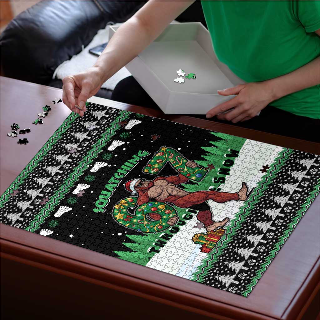 Funny Bigfoot 67 Six Seven Christmas Puzzle Squatching Through The Snow - Wonder Print Shop