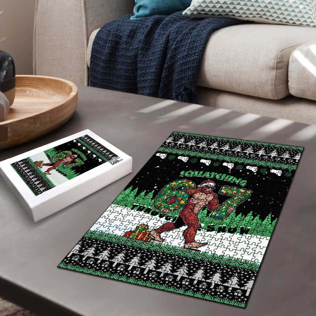 Funny Bigfoot 67 Six Seven Christmas Puzzle Squatching Through The Snow - Wonder Print Shop