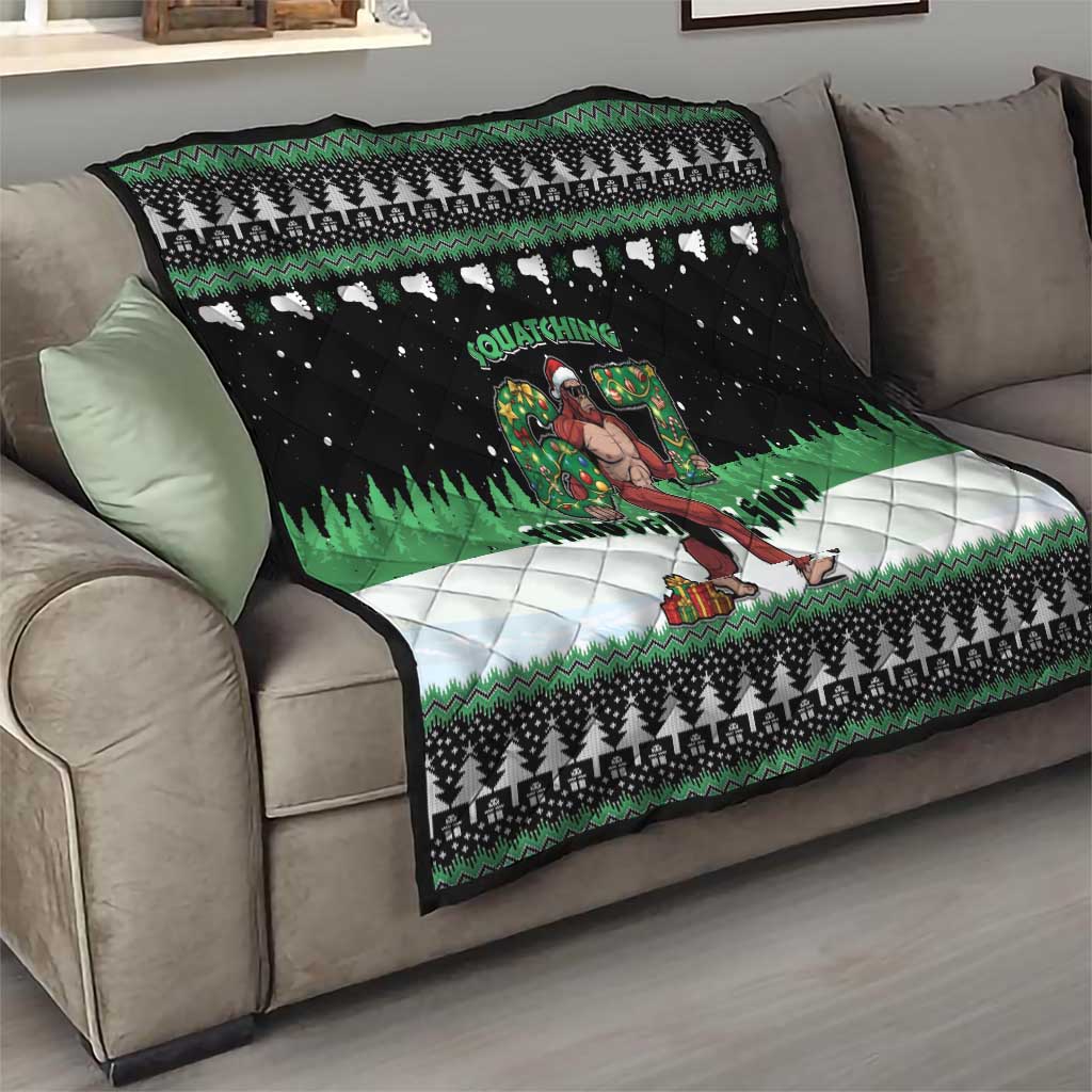 Funny Bigfoot 67 Six Seven Christmas Quilt Squatching Through The Snow - Wonder Print Shop