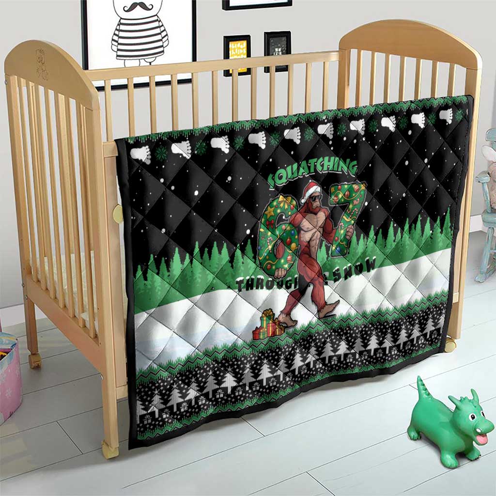 Funny Bigfoot 67 Six Seven Christmas Quilt Squatching Through The Snow - Wonder Print Shop