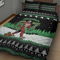 Funny Bigfoot 67 Six Seven Christmas Quilt Bed Set Squatching Through The Snow - Wonder Print Shop