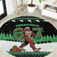 Funny Bigfoot 67 Six Seven Christmas Round Carpet Squatching Through The Snow - Wonder Print Shop