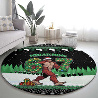 Funny Bigfoot 67 Six Seven Christmas Round Carpet Squatching Through The Snow - Wonder Print Shop