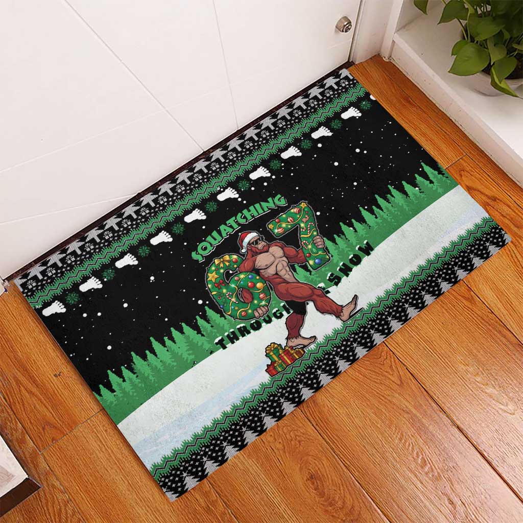 Funny Bigfoot 67 Six Seven Christmas Rubber Doormat Squatching Through The Snow - Wonder Print Shop
