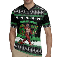 Funny Bigfoot 67 Six Seven Christmas Rugby Jersey Squatching Through The Snow - Wonder Print Shop