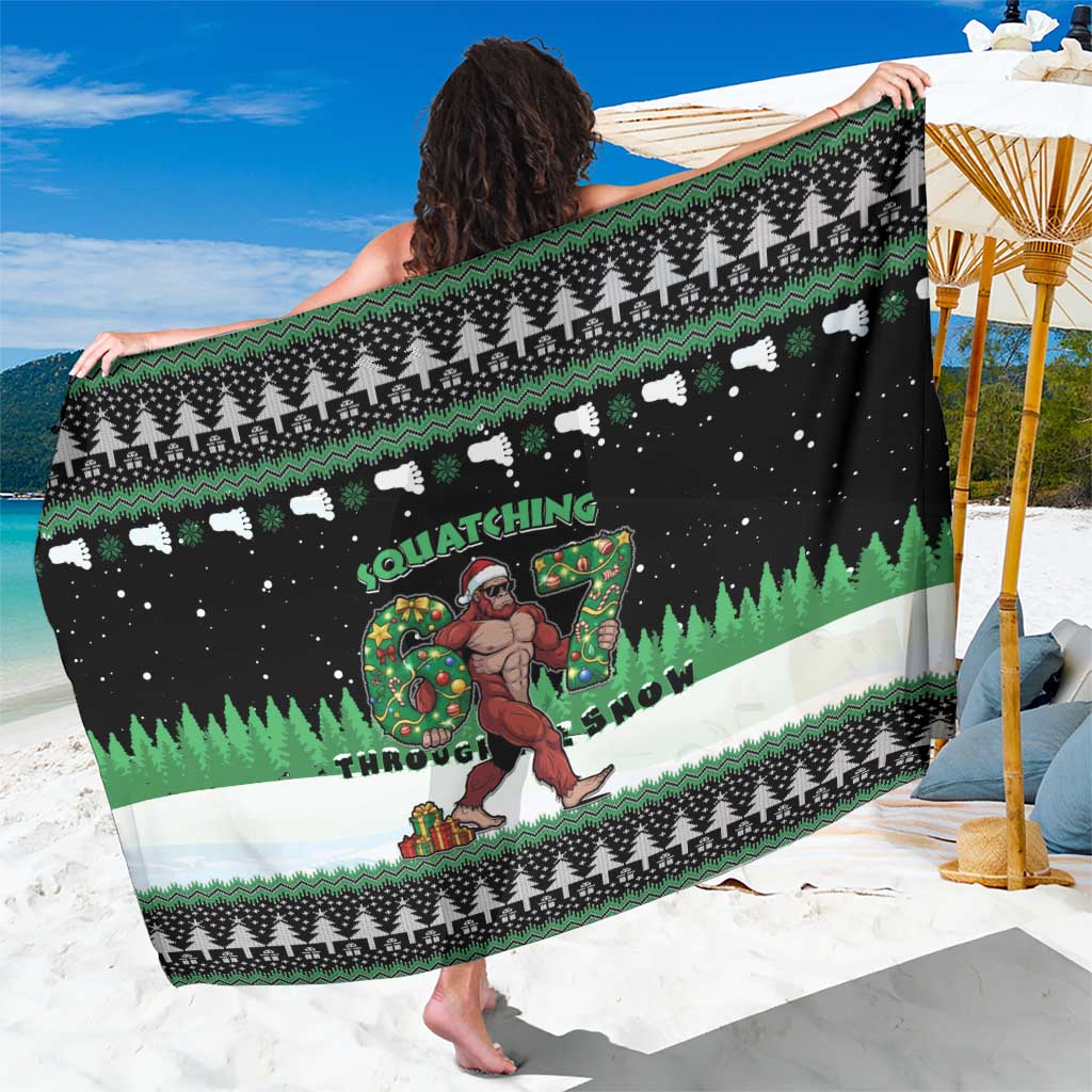Funny Bigfoot 67 Six Seven Christmas Sarong Squatching Through The Snow - Wonder Print Shop