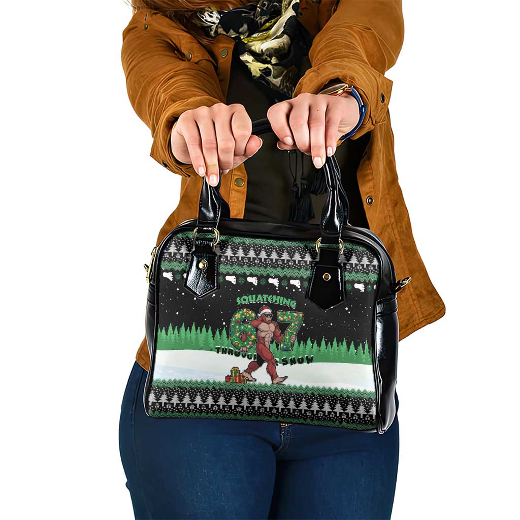 Funny Bigfoot 67 Six Seven Christmas Shoulder Handbag Squatching Through The Snow - Wonder Print Shop