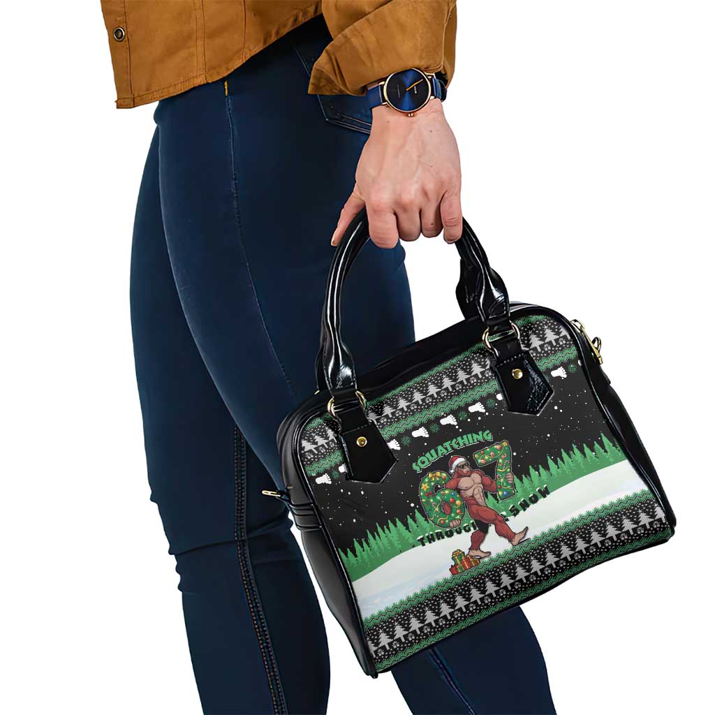 Funny Bigfoot 67 Six Seven Christmas Shoulder Handbag Squatching Through The Snow - Wonder Print Shop