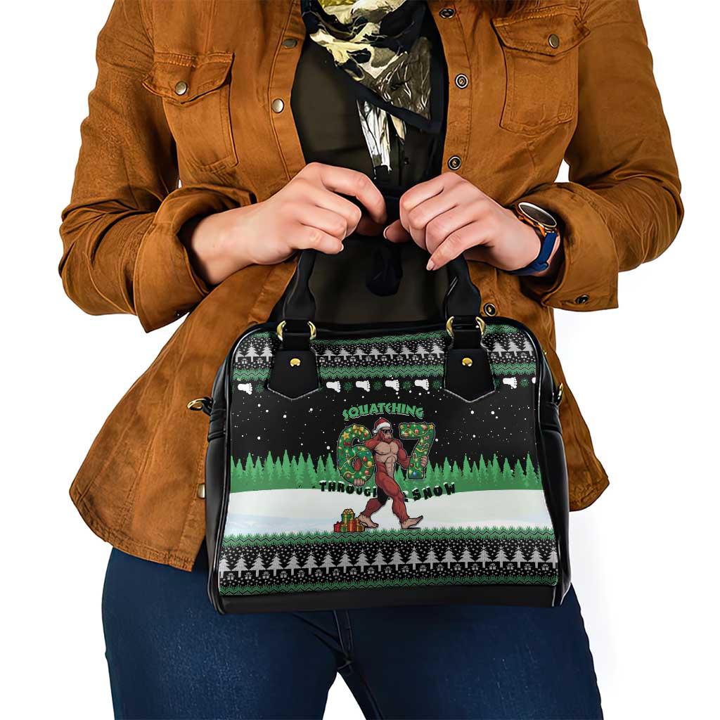 Funny Bigfoot 67 Six Seven Christmas Shoulder Handbag Squatching Through The Snow - Wonder Print Shop