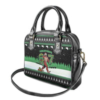 Funny Bigfoot 67 Six Seven Christmas Shoulder Handbag Squatching Through The Snow - Wonder Print Shop