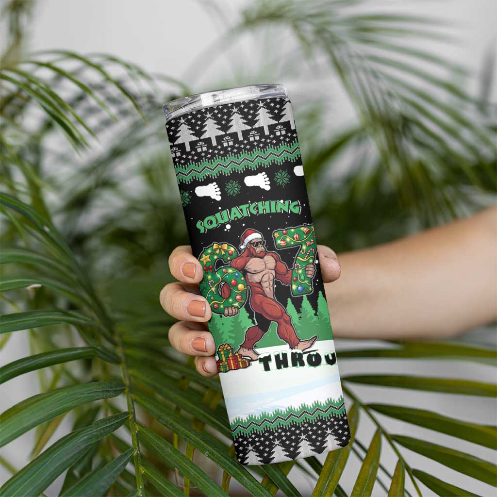 Funny Bigfoot 67 Six Seven Christmas Skinny Tumbler Squatching Through The Snow - Wonder Print Shop