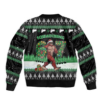 Funny Bigfoot 67 Six Seven Christmas Sleeve Zip Bomber Jacket Squatching Through The Snow - Wonder Print Shop