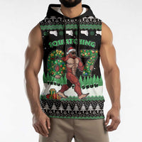 Funny Bigfoot 67 Six Seven Christmas Sleeveless Hoodie Squatching Through The Snow - Wonder Print Shop