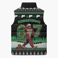 Funny Bigfoot 67 Six Seven Christmas Sleeveless Puffer Jacket Squatching Through The Snow - Wonder Print Shop
