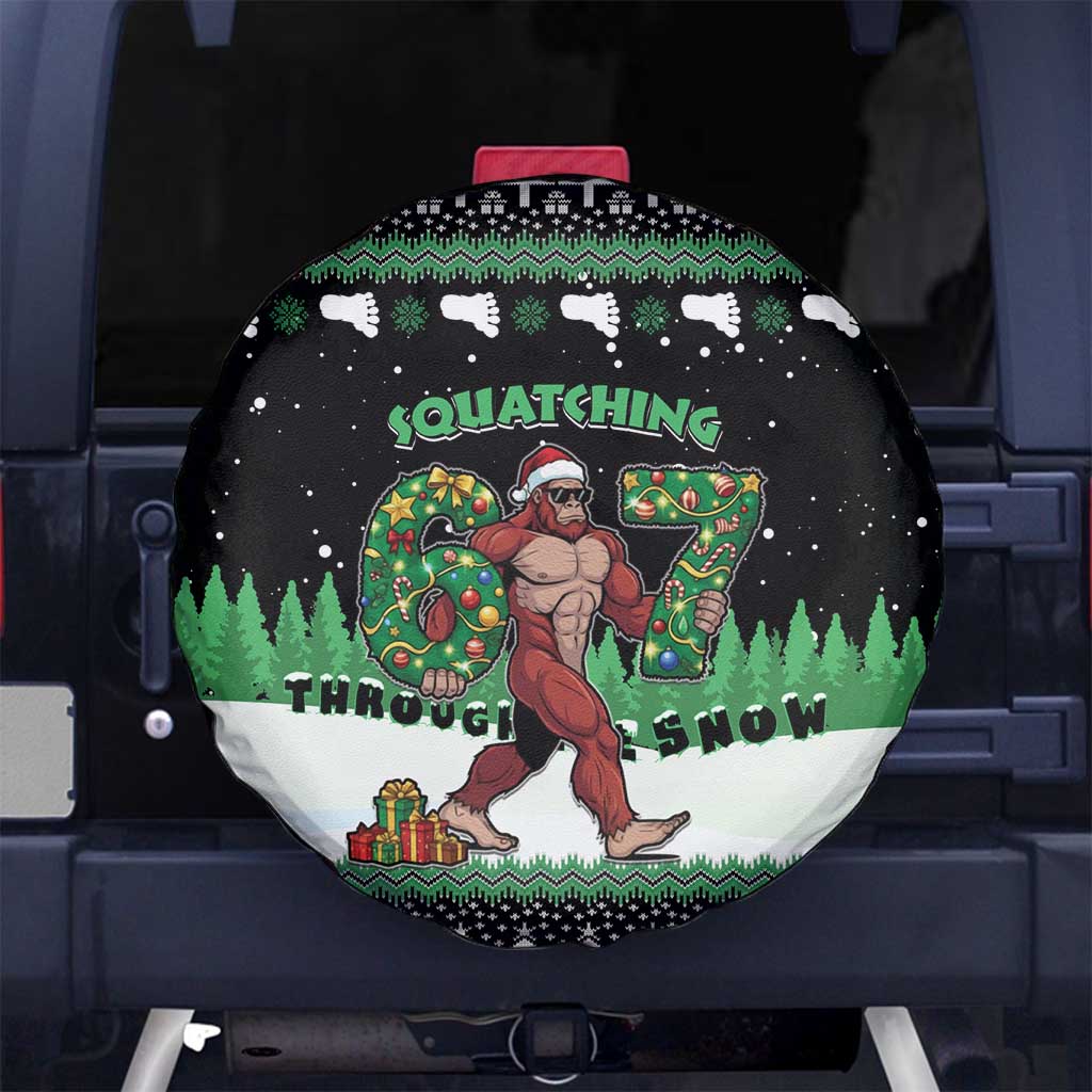 Funny Bigfoot 67 Six Seven Christmas Spare Tire Cover Squatching Through The Snow - Wonder Print Shop