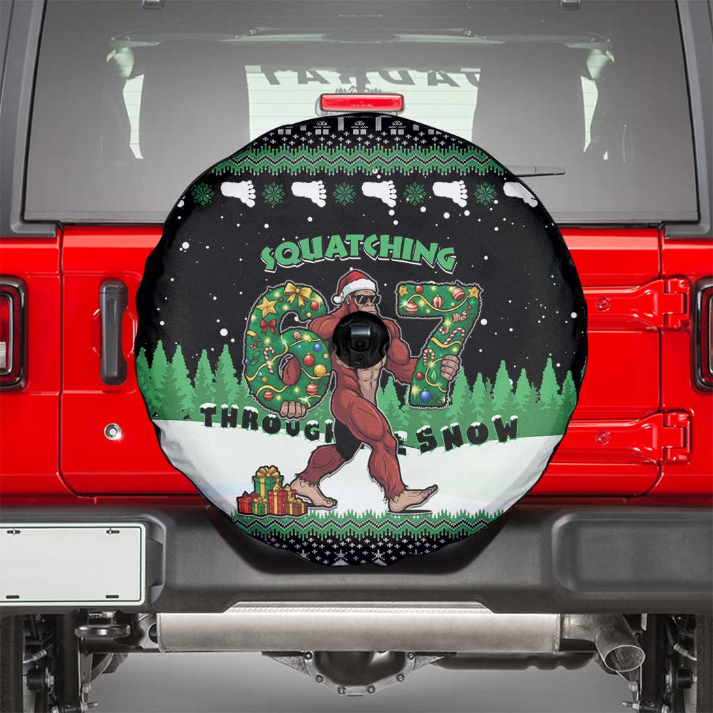 Funny Bigfoot 67 Six Seven Christmas Spare Tire Cover Squatching Through The Snow - Wonder Print Shop