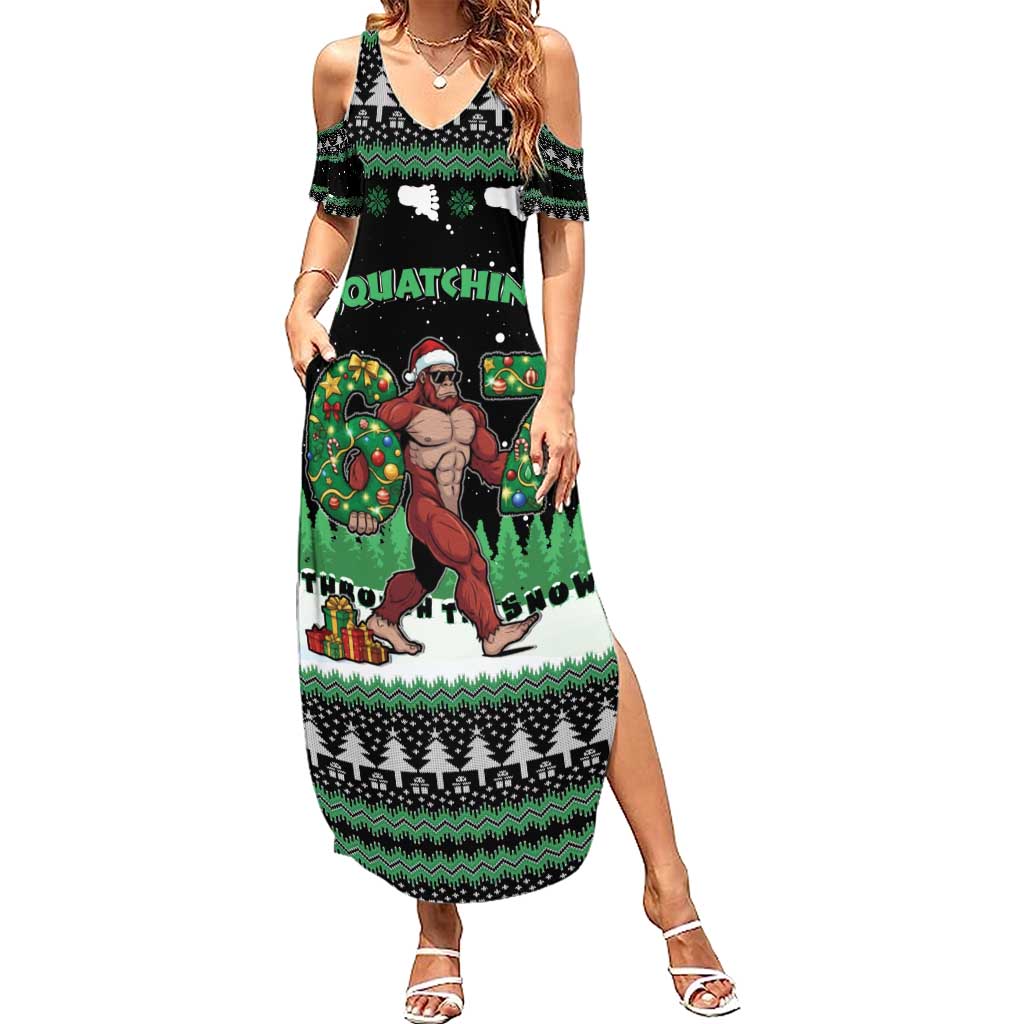 Funny Bigfoot 67 Six Seven Christmas Summer Maxi Dress Squatching Through The Snow - Wonder Print Shop