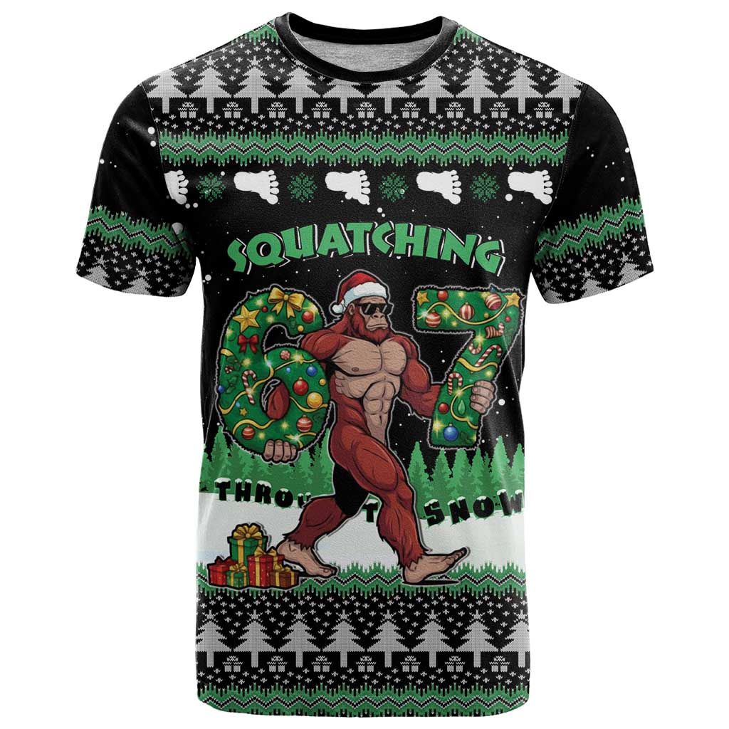 Funny Bigfoot 67 Six Seven Christmas T Shirt Squatching Through The Snow - Wonder Print Shop