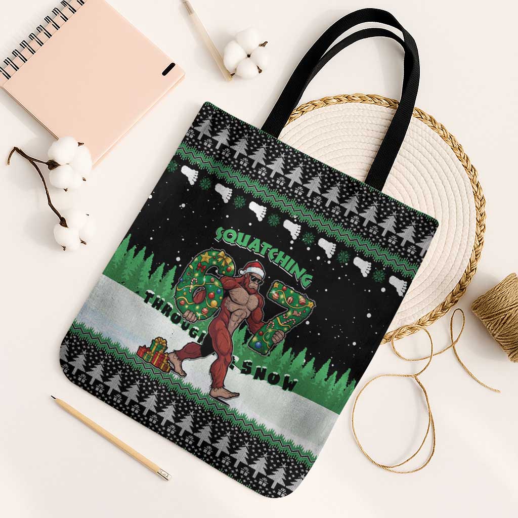 Funny Bigfoot 67 Six Seven Christmas Tote Bag Squatching Through The Snow - Wonder Print Shop