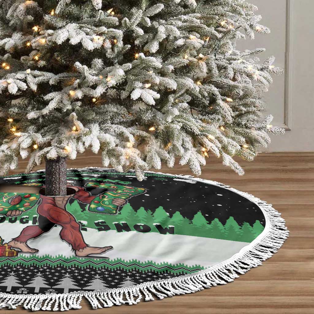 Funny Bigfoot 67 Six Seven Christmas Tree Skirt Squatching Through The Snow - Wonder Print Shop