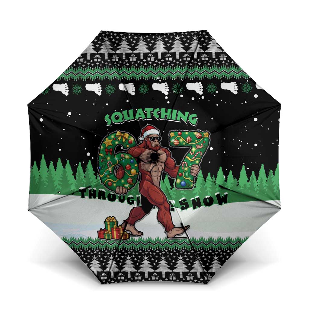 Funny Bigfoot 67 Six Seven Christmas Umbrella Squatching Through The Snow - Wonder Print Shop