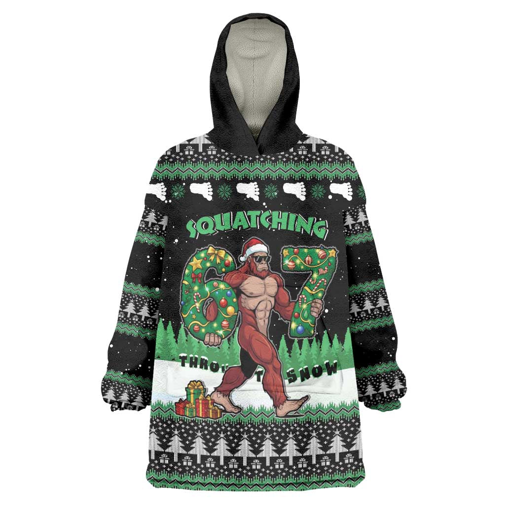 Funny Bigfoot 67 Six Seven Christmas Wearable Blanket Hoodie Squatching Through The Snow - Wonder Print Shop