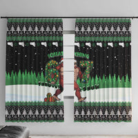 Funny Bigfoot 67 Six Seven Christmas Window Curtain Squatching Through The Snow - Wonder Print Shop
