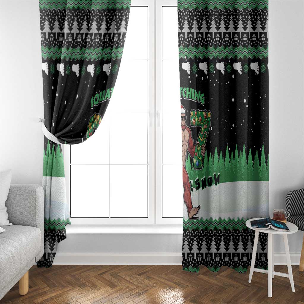 Funny Bigfoot 67 Six Seven Christmas Window Curtain Squatching Through The Snow - Wonder Print Shop