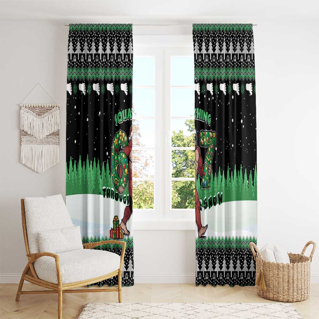 Funny Bigfoot 67 Six Seven Christmas Window Curtain Squatching Through The Snow - Wonder Print Shop