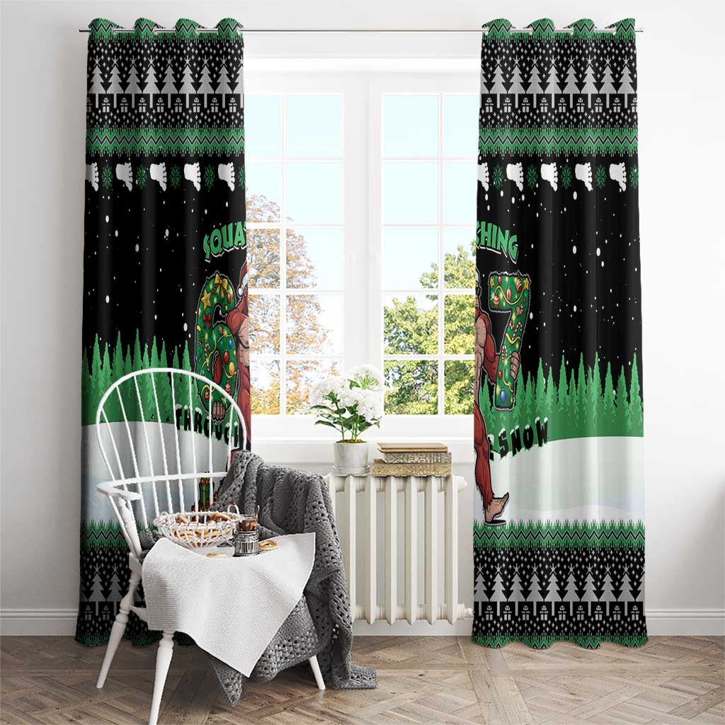 Funny Bigfoot 67 Six Seven Christmas Window Curtain Squatching Through The Snow - Wonder Print Shop