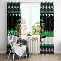 Funny Bigfoot 67 Six Seven Christmas Window Curtain Squatching Through The Snow - Wonder Print Shop
