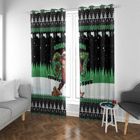 Funny Bigfoot 67 Six Seven Christmas Window Curtain Squatching Through The Snow - Wonder Print Shop