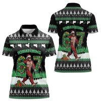 Funny Bigfoot 67 Six Seven Christmas Women Polo Shirt Squatching Through The Snow - Wonder Print Shop