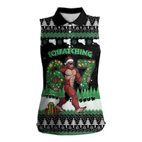 Funny Bigfoot 67 Six Seven Christmas Women Sleeveless Polo Shirt Squatching Through The Snow - Wonder Print Shop