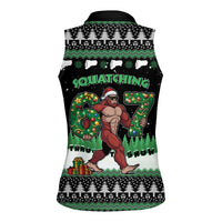 Funny Bigfoot 67 Six Seven Christmas Women Sleeveless Polo Shirt Squatching Through The Snow - Wonder Print Shop
