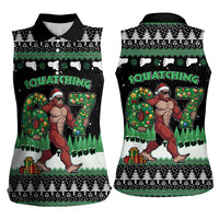 Funny Bigfoot 67 Six Seven Christmas Women Sleeveless Polo Shirt Squatching Through The Snow - Wonder Print Shop